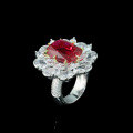 wholesale GRC Lab-Grown Ruby, High-Carbon Diamond, Gold-Plated 925 Silver Floral Ring with Rose Cut for Women-0-3