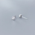 wholesale S925 Sterling Silver Ear Studs Women Korean Style Fashion Minimalist Hexagonal Single Diamond Earring Geometric Ear Jewelry Women G4741-0-4