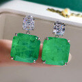wholesale 925 Sterling Silver Earrings for Women, New Style 15*15 Emerald with Inclusions, Korean Style Ultra Sparkly Elegant Stud Earrings-0-5