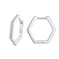 wholesale S925 Sterling Silver New Hexagonal Geometric Stud Earrings for Women with High-End Moissanite-0-4