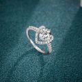 S925 Sterling Silver Moissanite Women's Ring, 1 Carat Heart Full Diamond-0-1
