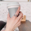 wholesale S925 sterling silver retro geometric wide-leaf hollow-out zirconia ring, sweet and cool style unisex band-0-2