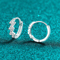 S925 Sterling Silver Lightning Wave ECG Earrings with Moissanite-0-1