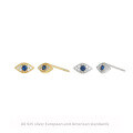 wholesale S925 Sterling Silver Personalized European and American Evil Eye Stud Earrings for Women, Elegant and Versatile Eye-shaped Diamond-accented Ear Accessories-0-0