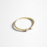 wholesale 925 Sterling Silver Chic Minimalist Diamond Accented Open Adjustable Stackable Ring J9434-S925 silver one gold model>Adjustable opening