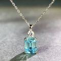 wholesale S925 Sterling Silver Rock Sugar Necklace for Women with Zircon Gemstone Colored Gem Choker Chain Emerald Cut High Carbon Diamond Pendant Set-0-6