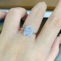 wholesale S925 Sterling Silver Large Ice Cube Ring for Women with 8A High Carbon Diamond Zircon, Ice Flower Cut, Radiant Cut, Wedding Ring Style Wholesale-0-2