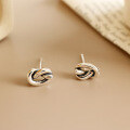 wholesale S925 Sterling Silver AE1043 Korean Style Knot Retro Distressed Personality Single Knot Earrings for Women-0-1