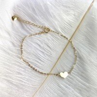 wholesale S925 sterling silver minimalist geometric heart bracelet for women, vintage and delicate with a girly charm-BS0274-Gold>925 Silver