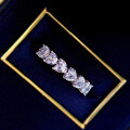 wholesale S925 Silver Sweetheart Row of Diamonds Ring High Carbon Diamond Stackable Ring for Women, Ins Style Sweet Heart-shaped Ring Band-0-2