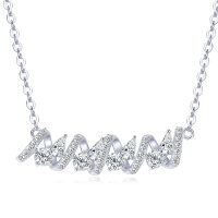 S925 Sterling Silver Moissanite Women's Eternal Necklace, Fashionable and Versatile-Eternal Necklace [White Gold]  925 Silver