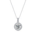 wholesale S925 silver plated women's moissanite pendant necklace, new in stock round-shaped drop wholesale-0-7