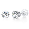 wholesale S925 Sterling Silver Moissanite Stud Earrings Simple Six-Prong Single Stone Earrings for Women Versatile Elegant Moissanite Earrings Hypoallergenic Ear Jewelry-0-4