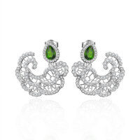 wholesale S925 Sterling Silver Natural Topaz Amethyst Diopside Cloud Pattern Gemstone Earrings-Natural purple crystal earrings