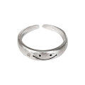 wholesale 925 Sterling Silver Brushed Smiley Ring Smiling Expression Cute Adjustable Ring Niche Design High-End Ins Pinky Ring-0-4
