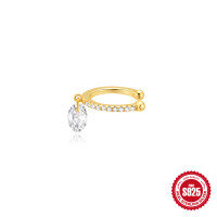 wholesale S925 Sterling Silver, ultra-sparkling diamond-encrusted drop ear cuffs, no piercing required, luxury ear climbers-Single gold #4&gt;925 silver