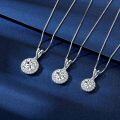 S925 Silver D Color Moissanite Classic Halo Pendant Necklace-0-4
