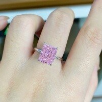 wholesale 925 Sterling Silver Ring for Women, Simple and Versatile Ice Flower Cut High Carbon Diamond Radiant Cut 4 Carat Ring for Wholesale-White Diamond-CBJZ116 9