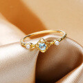 wholesale S925 Sterling Silver Japanese Light Jewelry Hollow Diamond Blue Topaz Natural Pearl Ring for Women, Minimalist Stackable Ring-0-1