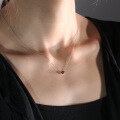 wholesale 18K Gold and 14K White Gold New Simple Garnet Inlaid Necklace for Women, Fresh and Sweet Pendant Gift-0-3
