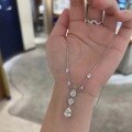 wholesale S925 Sterling Silver Everlasting Classic Exquisite Teardrop Necklace with Dangle Tassel and Single Diamond Sparkling Teardrop Collarbone Chain-0-2