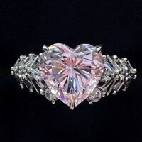 wholesale Metal Material First: 4ct Heart Shape 10*10 High Carbon Diamond Ring Women's Simulated Large Diamond Engagement Ring-Pink【R3288】 No. 5