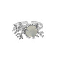 wholesale S925 Sterling Silver Korean Version Ins Niche Minimalist Irregular Surface Coral Texture Cat's Eye Stone Open Adjustable Ring for Women-0-5