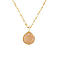 wholesale 925 Silver Japanese Minimalist Light Jewelry New Cute Peach-shaped Orange Moonstone Earrings Necklace Versatile-Peach-Shaped Orange Moonlight Necklace>925 Silver