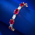 wholesale S925 Silver 7*9mm Oval Pigeon Blood Red Full Diamond Bracelet for Women, Personalized Fashion and Elegant Style, New Collection by Mu Jing Jewelry-0-2
