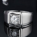 wholesale S925 Sterling Silver Men's Diamond Ring, European and American Minimalist Style, Fashionable 1 Carat Moissanite Band, Factory Direct Drop Shipping-0-2