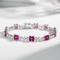 S925 Sterling Silver Alloy Four-Leaf Clover Zirconia & High-Carbon Diamond Charm Bracelet-0-3