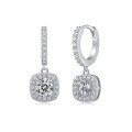wholesale S925 Sterling Silver Long Square Earrings, Light Luxury High-End Sense, Cross-Border Bestseller, Retro Elegant Style, Moissanite Silver Earrings-0-4