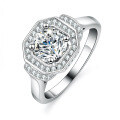 925 Silver Moissanite Ring Four-Prong Square Cut Women's Live Stream Hot Style-0-2