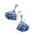 wholesale Gold-plated 925 Silver High-Carbon Diamond Royal Blue Fan-shaped Retro Light Luxury Versatile Exquisite Women's Earrings-0-0