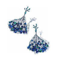 wholesale Gold-plated 925 Silver High-Carbon Diamond Royal Blue Fan-shaped Retro Light Luxury Versatile Exquisite Women's Earrings-Royal Blue 925 Silver