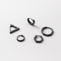 wholesale S925 silver black geometric polygon ear clips Korean trendy cool style unisex earrings M01860-0-3