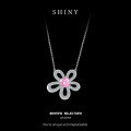 S925 Silver Cross-Border Exclusive Personalized Fan Flower Moissanite Necklace-0-5