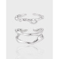 wholesale S925 Sterling Silver 922 Niche Minimalist Ins Double-Layer Hollow Stackable Adjustable Open Ring for Women-0-0