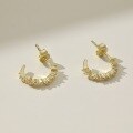 wholesale S925 Sterling Silver Light Luxury High-End C-Shaped Zircon Design Semi-Circle Earrings for Women, Exquisite and Versatile Ins Style Earrings-0-1