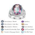 wholesale S925 Sterling Silver Natural Topaz Ring Fashion Luxury High-End Setting 6 Carat Colored Gemstone Ring-0-4
