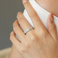 S925 Sterling Silver Hip-Hop 3-Row Ring with Moissanite for Women-0-2