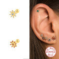 wholesale S925 Sterling Silver Snowflake Stud Earrings with Diamond Accents, a trendy INS-style cartilage piercing for Christmas-0-1