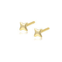 wholesale S925 Sterling Silver Minimalist Geometric Stud Earrings With Smiley Face Design, Versatile Wholesale-E3933-Gold 925 Silver