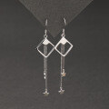 wholesale S925 Sterling Silver Fashion Women's Earrings Korean Elegant Star Square Tassel Ear Drop TEMU New Accessories-0-1