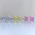 wholesale S925 Silver New High Carbon Diamond Powder Simulated White Diamond 1 Carat Rectangular Stud Earrings for Women-0-3