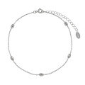 wholesale S925 Sterling Silver Geometric Ellipse Minimalist Versatile Textured Bead Chain Ankle Bracelet for Women, Korean Version Ins Niche Design-0-4