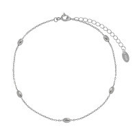 wholesale S925 Sterling Silver Geometric Ellipse Minimalist Versatile Textured Bead Chain Ankle Bracelet for Women, Korean Version Ins Niche Design-Platinum 925 silver