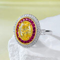 wholesale S925 Sterling Silver with Imported High Carbon Diamond 7*9mm Yellow Diamond St Petersburg Wealth-Attracting Ring-0-1