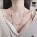wholesale S925 Sterling Silver Ethnic Style Southern Red Agate Inlaid Ruyi Tassel Pendant Creative Fashion Collarbone Necklace-0-0