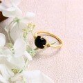 wholesale 9K Gold Japanese Retro Natural Black Agate Zircon Ring Jewelry Source Manufacturer Wholesale-0-2
